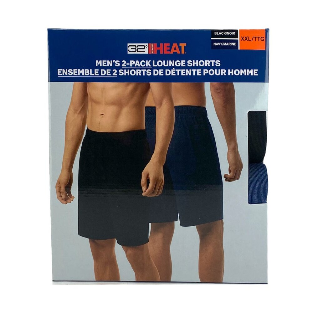 32 Degrees Heat Men's Lounge Shorts : 2-Pack | Black and Navy / Size XXLarge